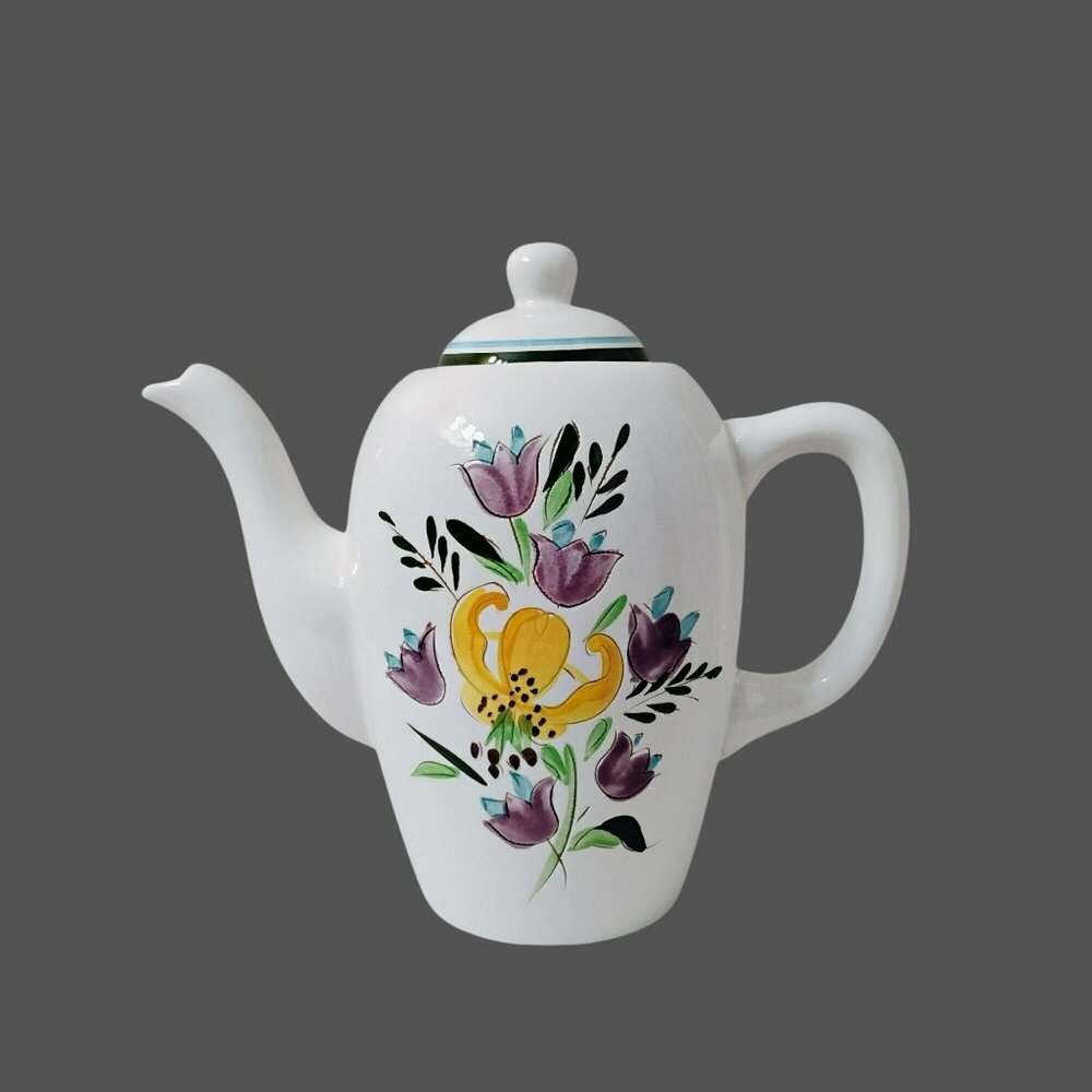 Vintage Stangl Pottery Country Garden Coffee Pot, Collectible Floral Teapot MCM